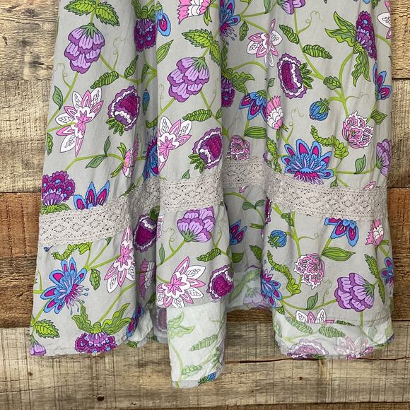 Matilda Jane 435 Ever and Ever Gray Floral Smocked Cold Shoulder Dress Size 14 - Picture 5 of 12